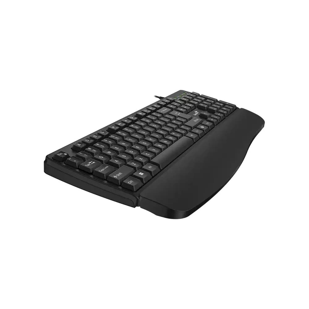 TASTATURA GENIUS USB, multimedia, 104 taste + 12 taste multimedia, design ergonomic, Palm rest, USB, negru, "KB-123" "31300021400" — miniatură