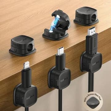 ORGANIZATOR cabluri Baseus Lite Series Magnetic, adeziv 3M, pachet 3 bucati, trei orificii destinate organizarii prevazute cu magneti, negru "B01331106111-00" - 6932172668037 — miniatură