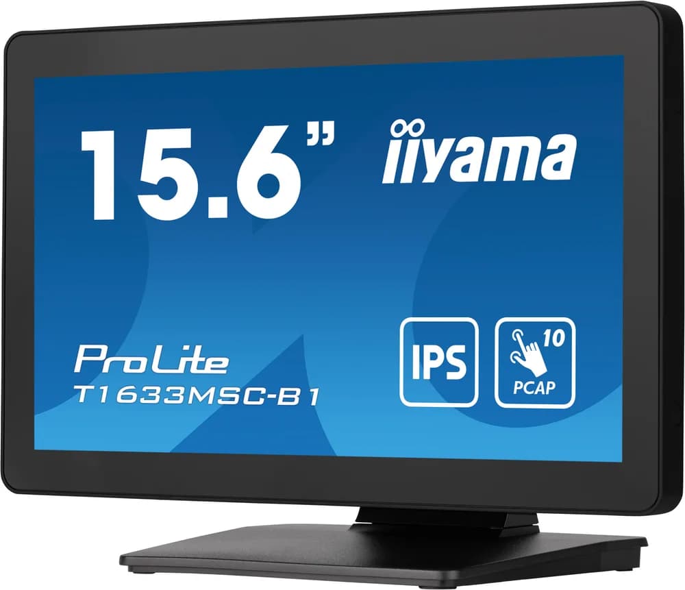 Monitor IPS LED Iiyama ProLite 15.6" T1633MSC-B1, Full HD (1920 x 1080), HDMI, DisplayPort, Boxe, Touchscreen (Negru) "T1633MSC-B1" — miniatură