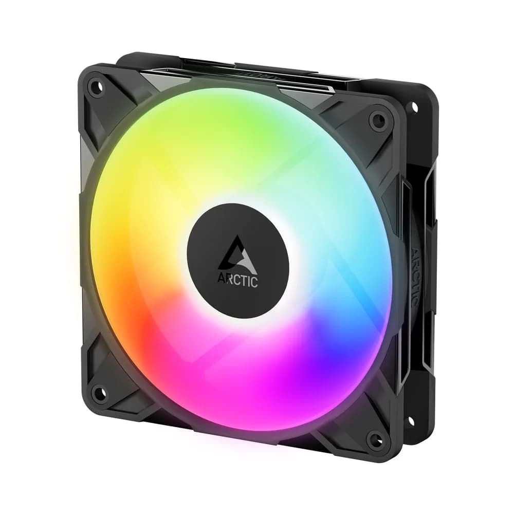 Ventilator Arctic "P12 Pro Reverse A-RGB", 120mm, 400 - 2500 rpm, FDB, 110 cfm, 4-Pin Fan Plug + 4-Pin Socket, negru, "ACFAN00322A" — miniatură