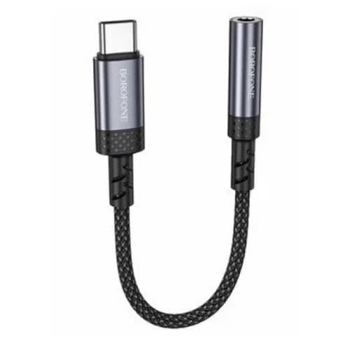 ADAPTOR Borofone "BV24", USB Type-C (T) la Jack 3.5" (M), corp metalic, gri "6941991118999"