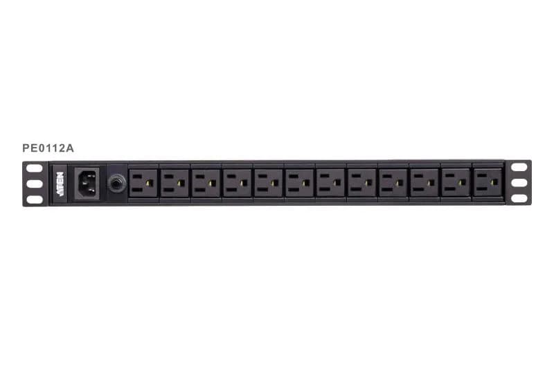 ATEN PE0112G; Tipuri de PDU: De bază, Capacitate portbagaj: 1U, Material carcasă: Aluminiu. Cantitatea Outlets: 12 ieșire(i) AC, Tipuri ieșire AC: Conector C13. Lungime cablu: 3 m. Tensiunea nominală de intrare: 100 -240 V, Maximă de curent: 10 A, Frecvență de intrare AC: 50 - 60 Hz. Certificare: CE