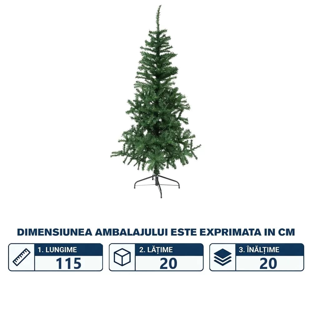 Brad artificial cu suport din metal, Premium, 220 cm — miniatură