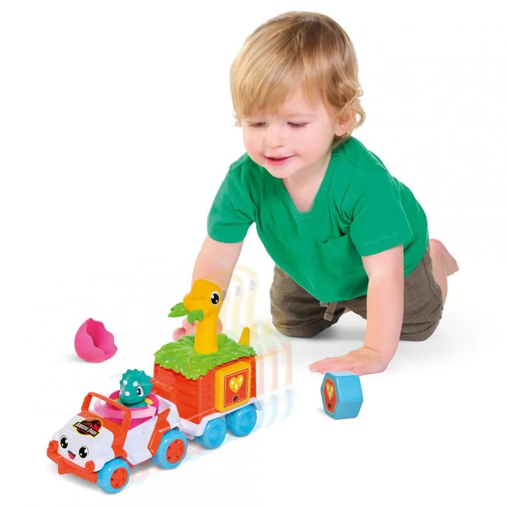 VEHICUL DE SALVARE CU REMORCA COLORATA, DINO, JURASSIC WORLD, TOMY — miniatură