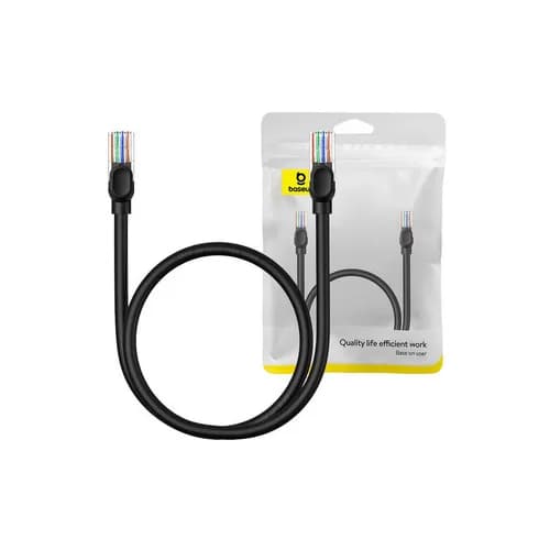 PATCH CORD UTP Baseus Cat5, fire din cupru, round cable, viteza maxima 1 Gbps, PVC, 1m, negru "B00133206111-01" - 6932172637040