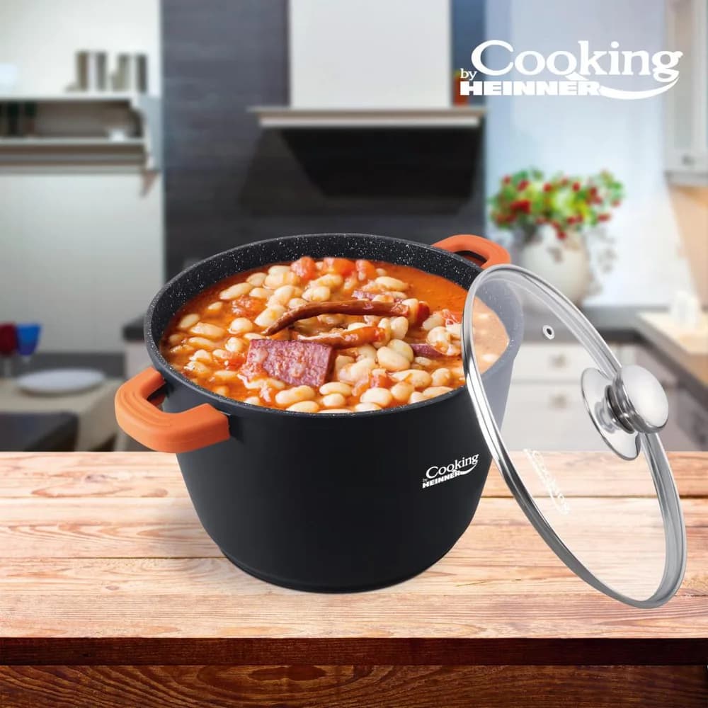 OALA ALUMINIU TURNAT+CAPAC, 24 cm x 16.5 CM, 6.3 L, DARK LINE, COOKING BY HEINNER — miniatură