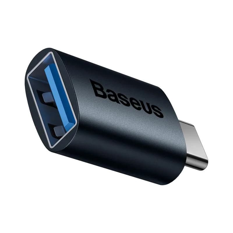 Adaptor Baseus Ingenuity Series Mini OTG, USB Type-C (T) to USB 3.1 (M), corp metalic, negru — miniatură