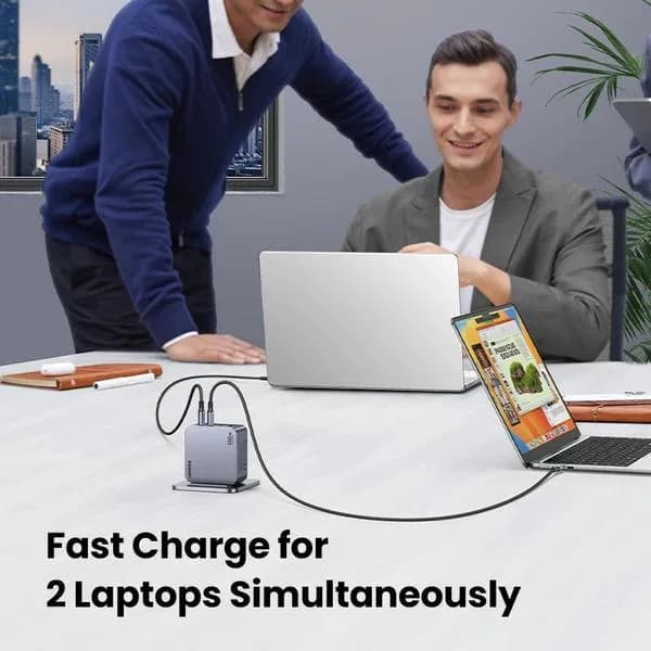 INCARCATOR retea Ugreen, Nexode "X763" Quick Charge 160W GaN, 1 x USB, 3 x USB Tpe-C, include cablu USB Type-C la USB Type-C 240W 1.5 m, gri "25877" - 6941876228775 — miniatură