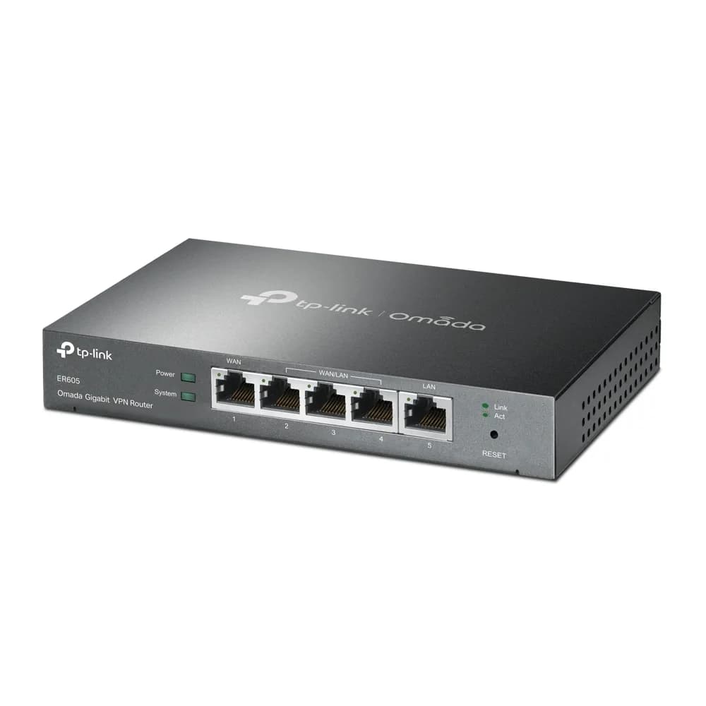 ROUTER TP-LINK wired Gigabit, 1 Gigabit WAN + 1 Gigabit LAN + 3 Changeable Gigabit WAN/LAN Ports, tehnologie VPN "ER605" — miniatură