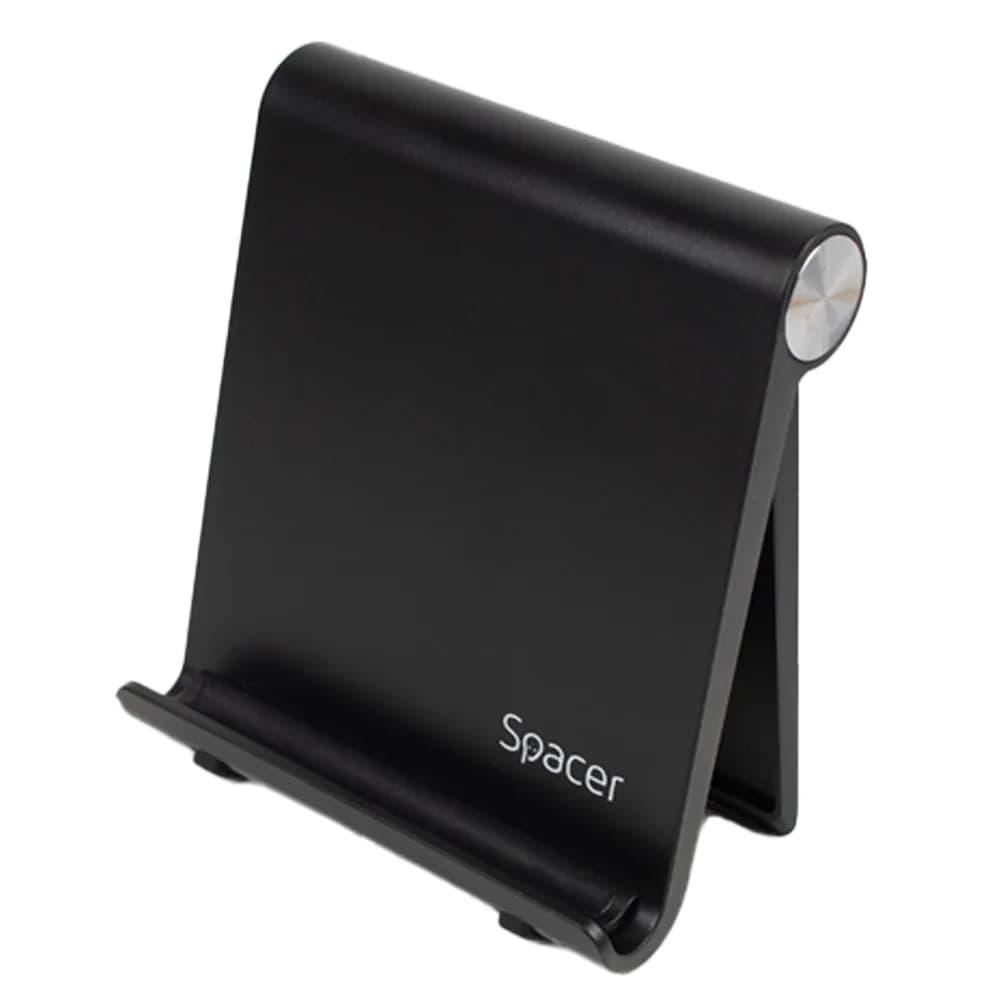 SUPORT telefon SPACER, pliabil, fixare pe birou, universal cu unghi ajustabil, dimensiuni 90 x 70 x 12mm, negru, "SPDH-FLIP-01-BK" — miniatură