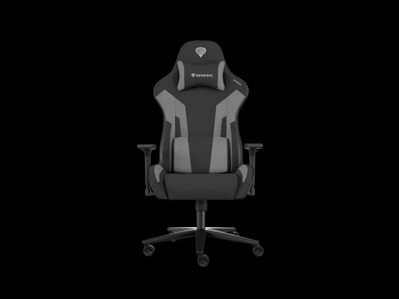 Scaun gaming Genesis Nitro 720, material Synthetic PU + Textil, reglabil pe inaltime, greutate maxima suportata 150 kg, inaltime scaun reglabil 46.5 - 53.5 cm, spatar ajustabil 135°, dimensiuni roti 60mm,  echipat cu piston cu gaz clasa 4, manere 3D, negru/gri