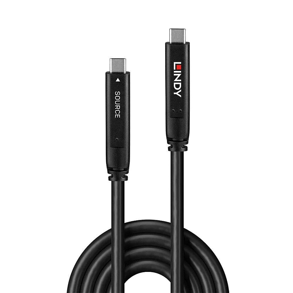 Cablu Lindy 10 m USB 3.2 Gen 1 & DP 1.4 Type C, latime de banda suportata 5Gbps (USB 3.2 Gen 1), 16.2Gbps (DP 1.4, 2 lanes), rezolutie maxima 4K 3840x2160@30Hz, negru — miniatură