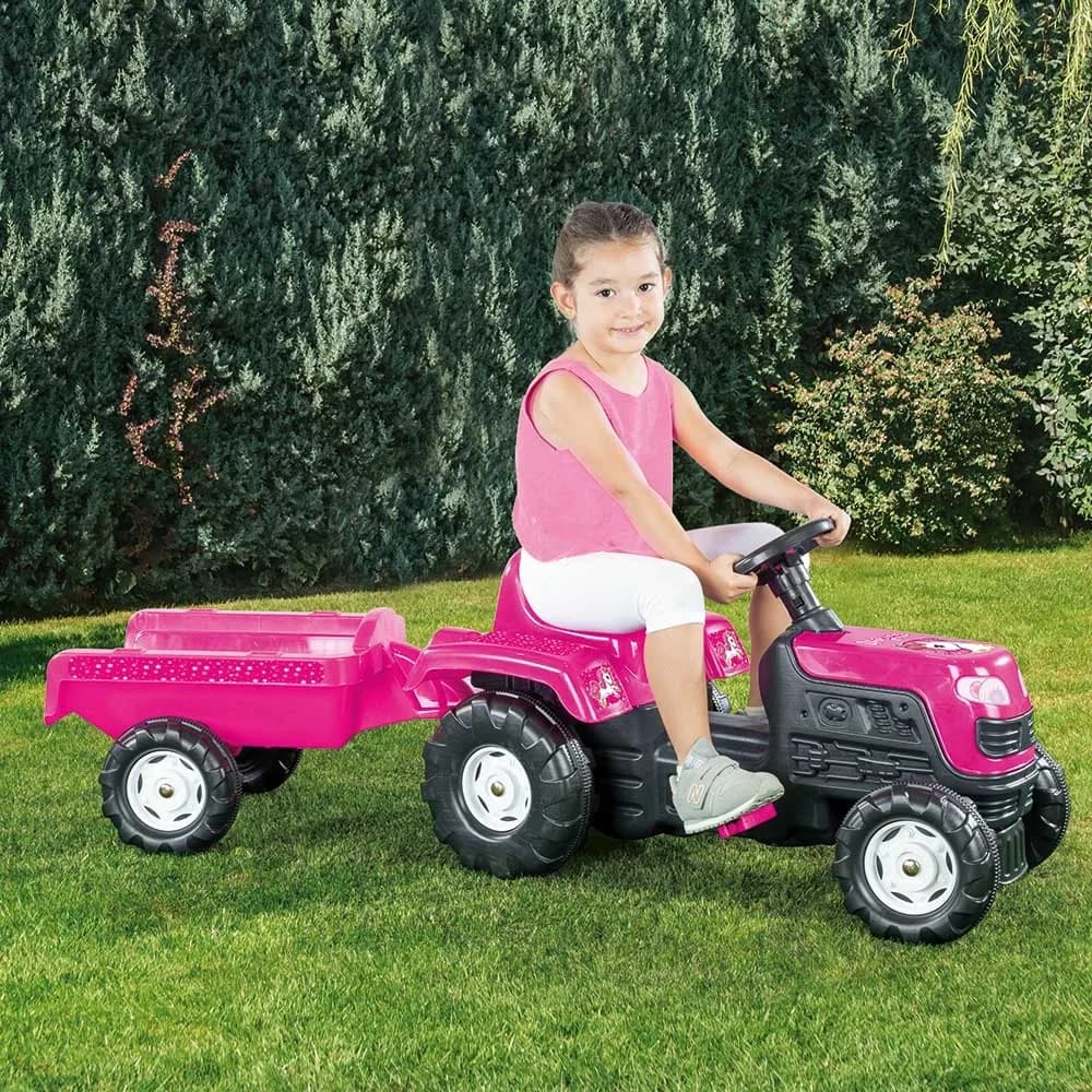 Tractor cu pedale si remorca Unicorn, 52x144x45cm - Dolu — miniatură