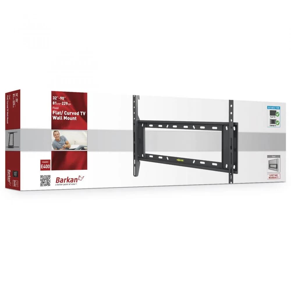 Suport TV de perete, Barkan E400+.B, Fix, 32"- 90", VESA 600 x 400 mm, suporta pana la 60kg, negru — miniatură