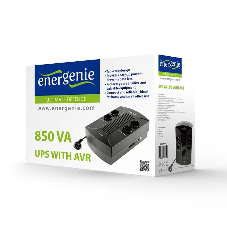 UPS GEMBIRD, Line Int., brick, 850VA/510W, AVR, Schuko x 4, 1 x baterie 12V/8Ah, LED, back-up 1 - 10 min., "EG-UPS-002" — miniatură