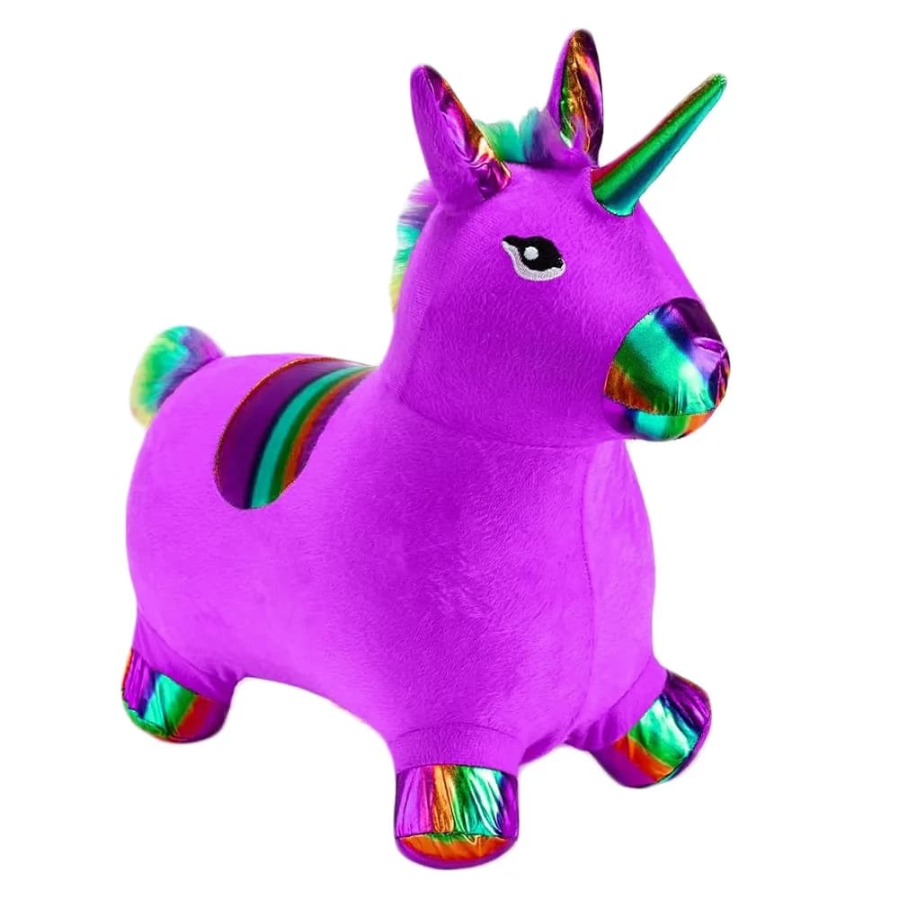 Unicorn din cauciuc, gonflabil, plusat, cu lumina si muzica — miniatură