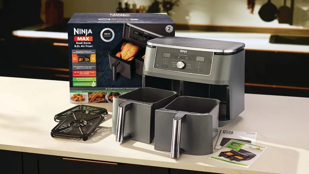 Friteuza cu aer cald Ninja Foodi Pro DualZone DZ400, 9.5 L, 6 functii (Gri) "DZ400EU" — miniatură