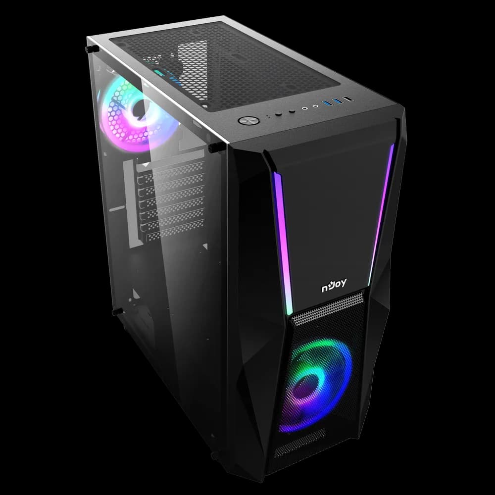 Carcasa nJoy Fort, RGB, Mid Tower, Black — miniatură