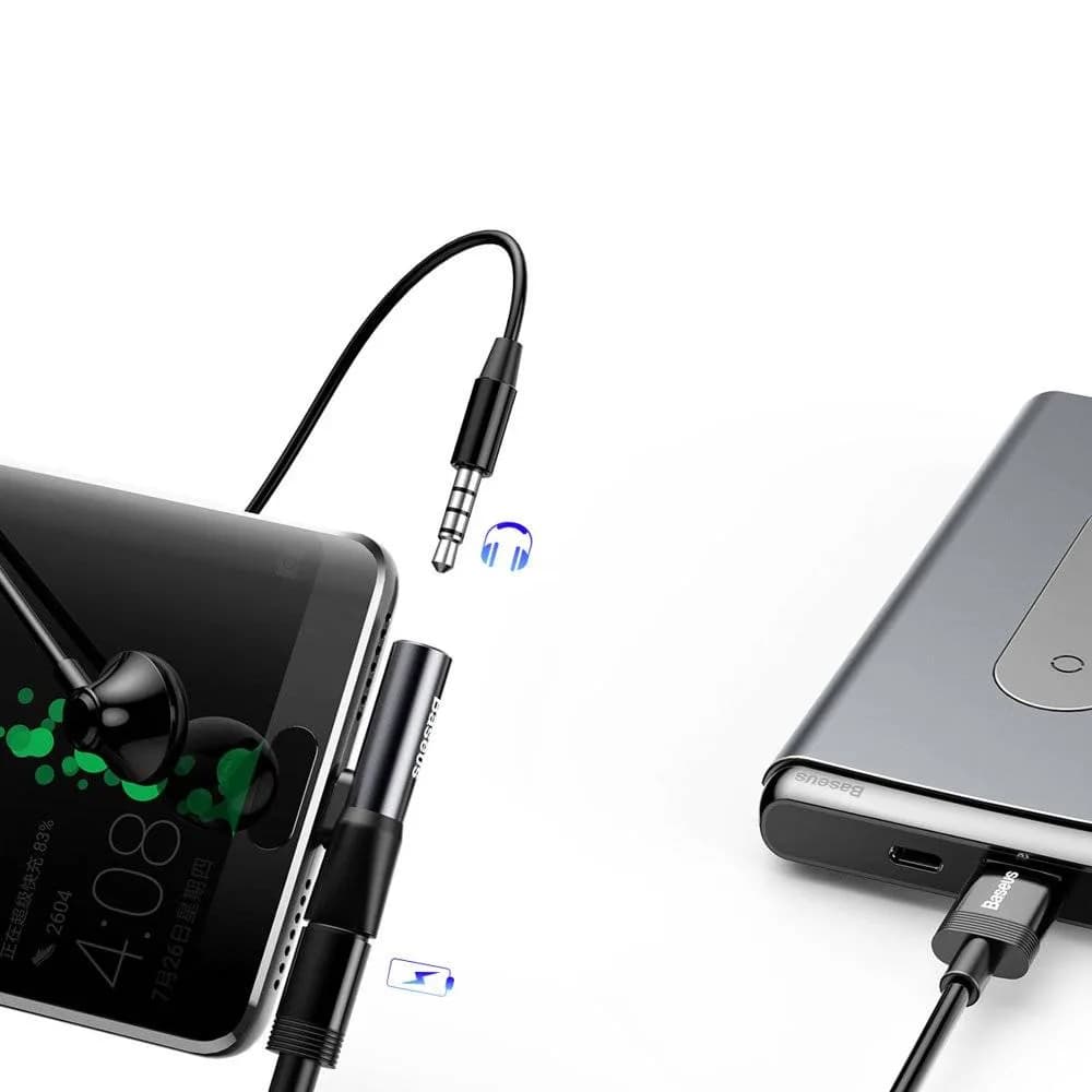 ADAPTOR Incarcare si audio Baseus, 1 x USB Type-C (T) la 1 x USB Type-C (M) si 1 x Jack 3.5mm (M), negru "CATL41-01" - 6953156282278 — miniatură
