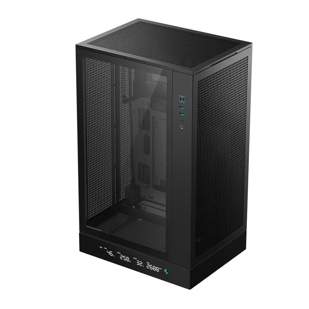 CARCASA DeepCool "CH270 DIGITAL", mini tower, gaming, fara sursa, suporta 6xfan, USB Type-C x 1, USB 3.2 gen 1 x 2, audio+mic, 4 sloturi expansiune, alb, "R-CH270-BKNDM0-G-1"
