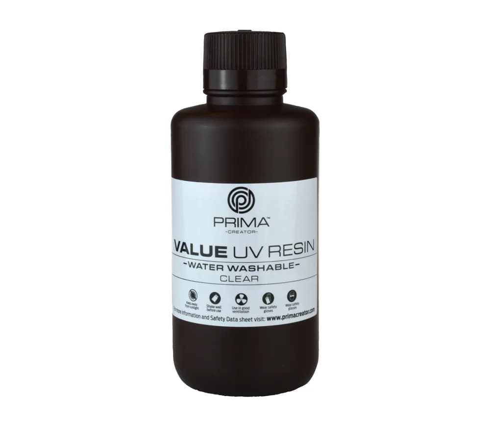 Rășină 3D PrimaCreator Value Water Washable UV – 500 g – Clear — miniatură
