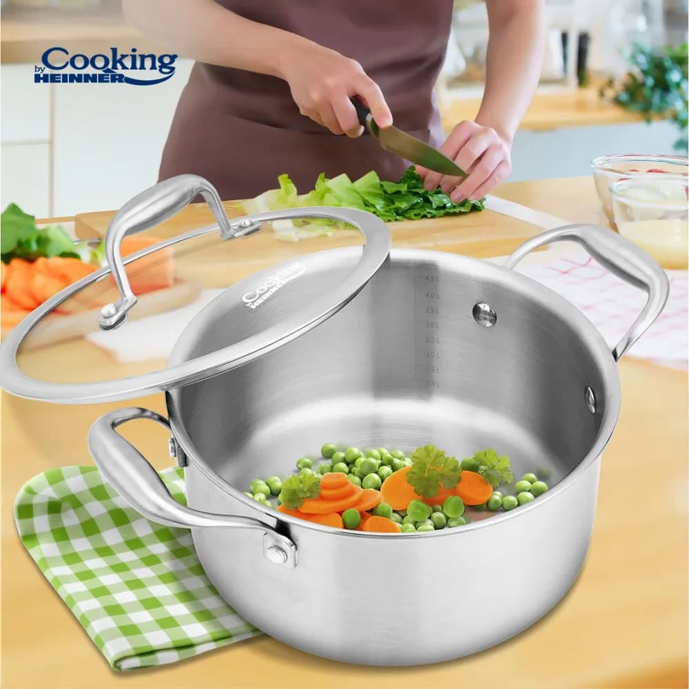 SEMIOALA INOX+CAPAC STICLA 24x12CM, 5L, ATOMIC3, COOKING BY HEINNER — miniatură