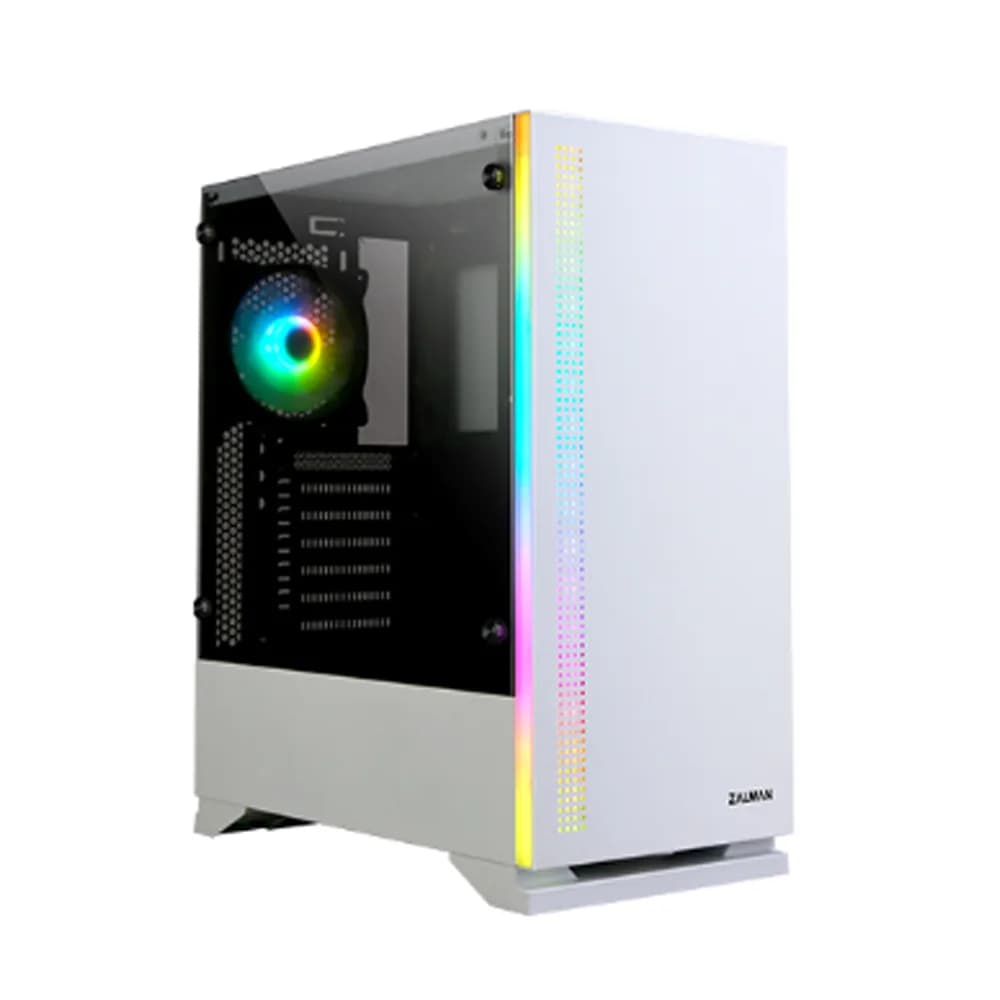 CARCASA Zalman "S5", middle tower, gaming, fara sursa, suporta 8xfan, 2xfan inclus, PSU shroud, USB 3.1 gen1 x 1, USB 2.0 x 2, audio+mic, 7 sloturi expansiune, alb, "S5 WHITE" — miniatură