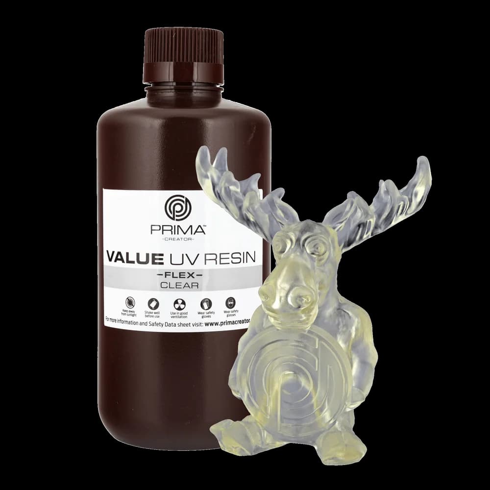Rășină 3D PrimaCreator Value Flex UV – 1 kg – Clear