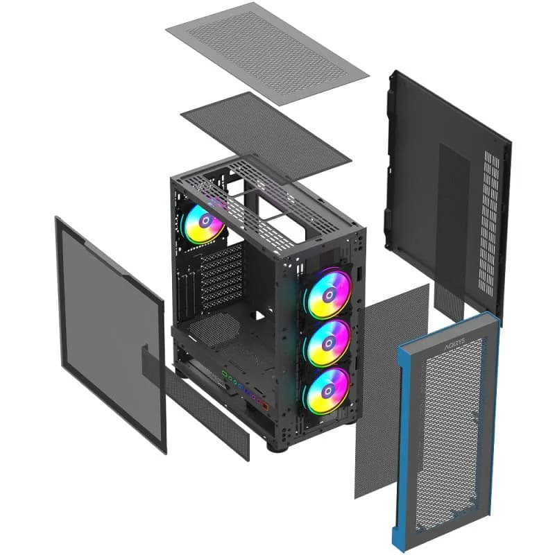Carcasa AQIRYS Sargas, RGB, Mid Tower, Black — miniatură