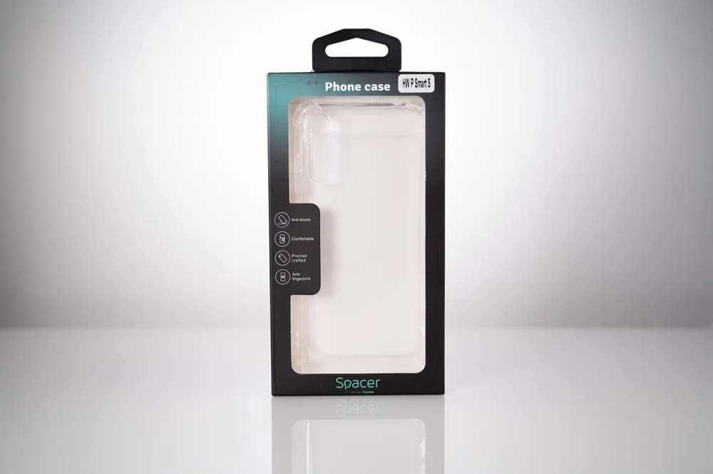 Husa Huawei telefon P Smart S, transparent, tip back cover, protectie suplimentara antisoc la colturi, material flexibil TPU, "SPPC-HU-P-SS-CLR" — miniatură