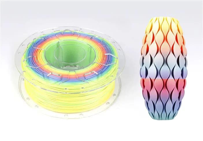 CREALITY CR PLA 3D Printer Filament, Rainbow, 1KG, Printing temperature: 190-220, Filament diameter: 1.75mm, Tensile strength: 60MPa, Size of filament wheel: Diameter 200mm, height 66mm, hole diameter 56mm. Utilizare: pana la 6 luni de la deschiderea ambalajului. — miniatură