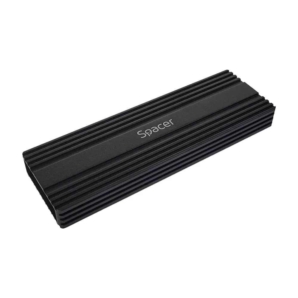 Rack extern SPACER, pt. SSD M.2 PCIe NVME, interfata PC USB 3.1 Type C, Striat, aluminiu, negru — miniatură