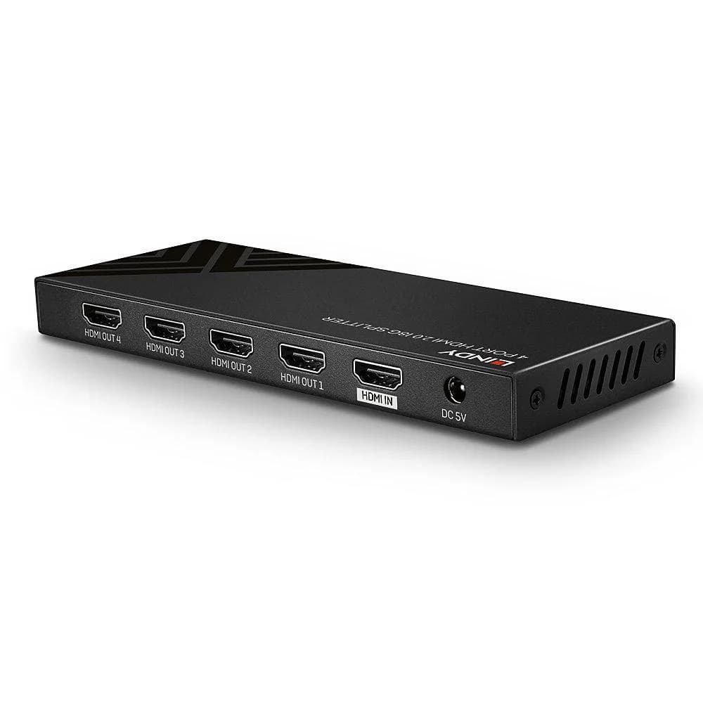 Splitter semnal video Lindy 4x HDMI 2.0 18G, latime de banda 18Gbps, rezolutie maxima 3840x2160, audio pass-through — miniatură
