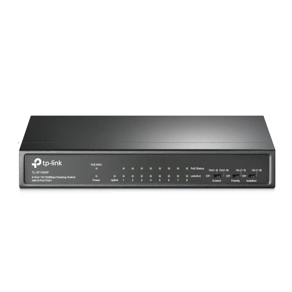 SWITCH PoE TP-LINK 9 porturi 10/100Mbps (8 PoE+), IEEE 802.3af/at, carcasa metalica "TL-SF1009P"