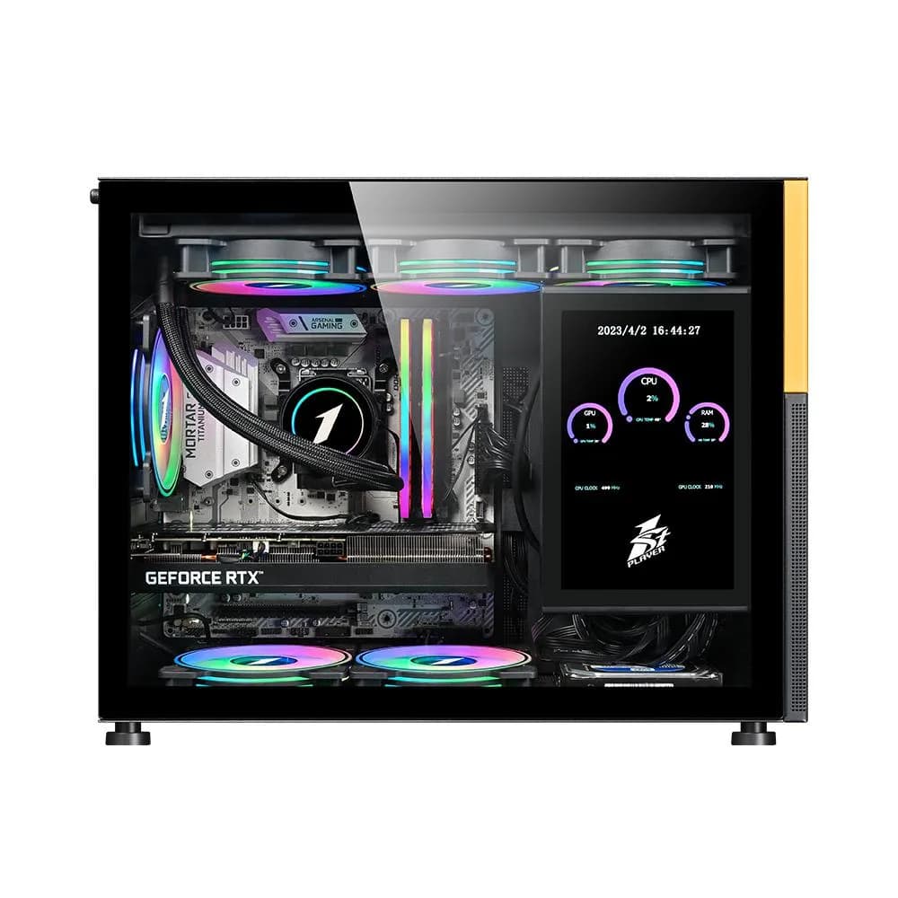Carcasa 1stPlayer® MI6-EV, Micro-ATX, display 8 inches, 4 ventilatoare aRGB, negru — miniatură