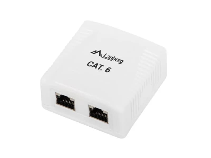 SURFACE-MOUNT BOX CAT.6 FTP SHIELDED 2X RJ45 WHITE LANBERG