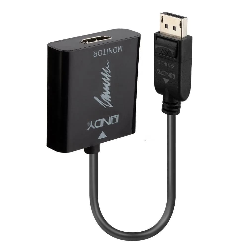 Adaptor Lindy LY-41068, DisplayPort 1.2 to HDMI 2.0 18G Active, negru — miniatură