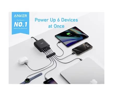 Alimentator retea Anker, max. 30W/port, 3 x USB-C, 3 x USB-A, negru, "A2154G11" - 0194644173500 — miniatură