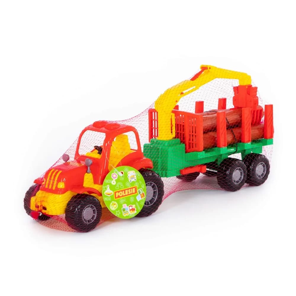 Tractor cu remorca + lemne - Hardy, 47x13x20 cm, Polesie — miniatură