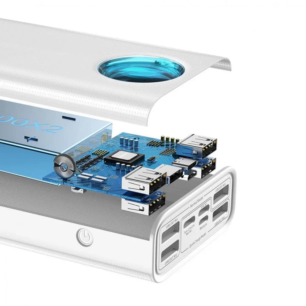 Baterie externa Baseus Ambilight, 30000mAh, PD 3.0 65W, 4 x USB; 1 x USB Type-C, digital display pt. status baterie, total 3A, alb — miniatură