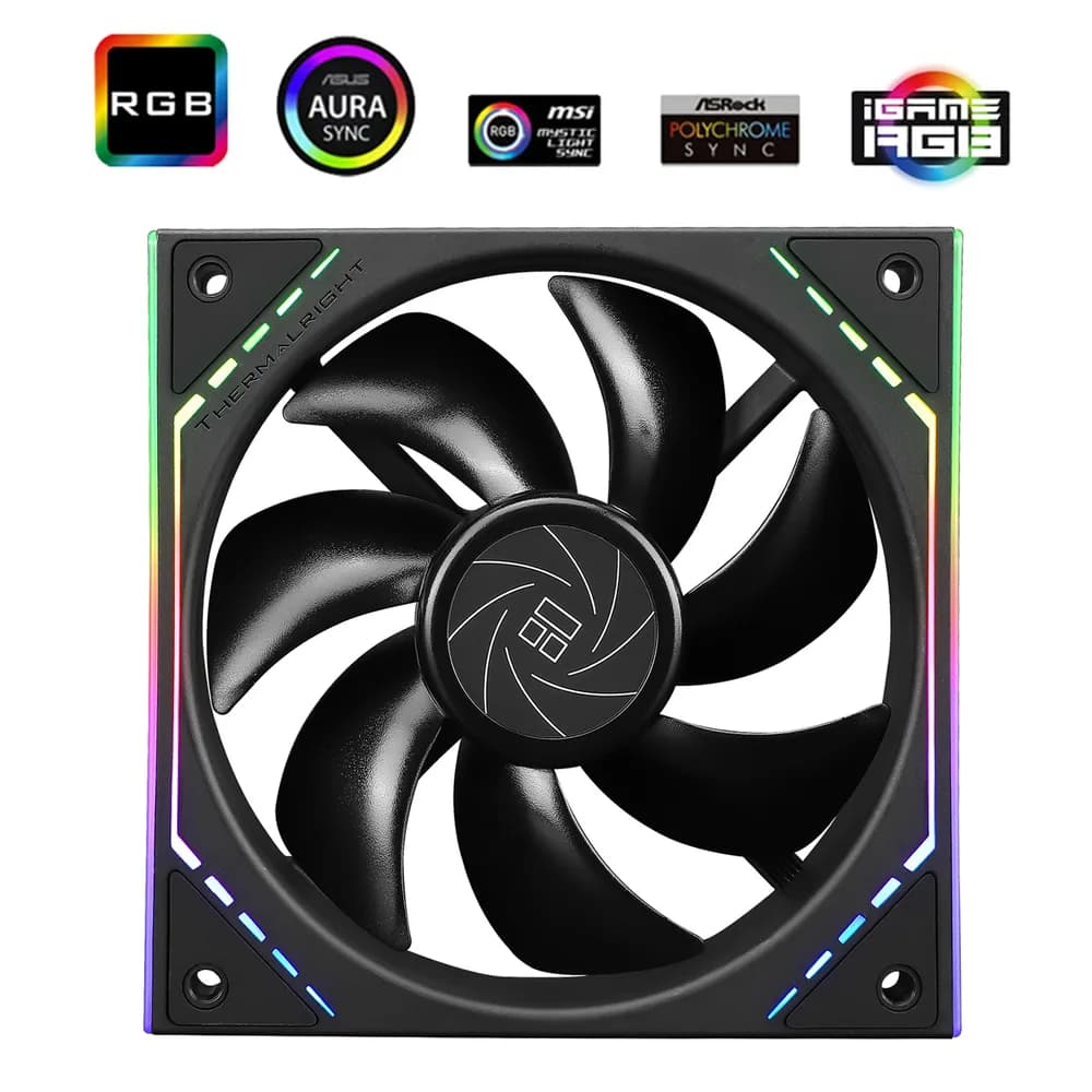 VENTILATOR Thermalright "TL-M12", 120mm, 1500 RPM, S-FDB Bearing, 47.6 CFM, LED ARGB, 4pin PWM, negru, "TL-M12" — miniatură