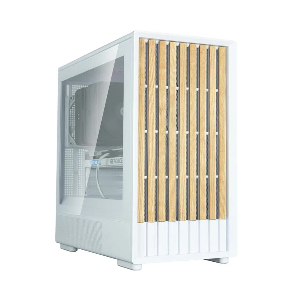 CARCASA Zalman "P10 NAMU", mini tower, gaming, fara sursa, suporta 7xfan, 3xfan inclus, PSU shroud, display 9.1inch, USB Type-C x 1, USB 3.1 gen1, audio+mic, 5 sloturi expansiune, alb, "P10 NAMU White" — miniatură