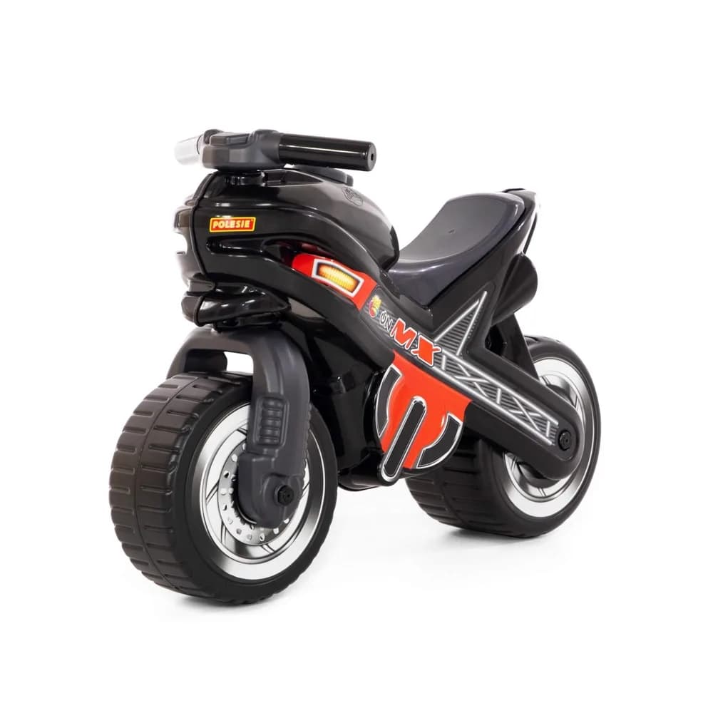 Motocicleta fara pedale, MX-ON, neagra, 70x30x49,3 cm, Polesie — miniatură