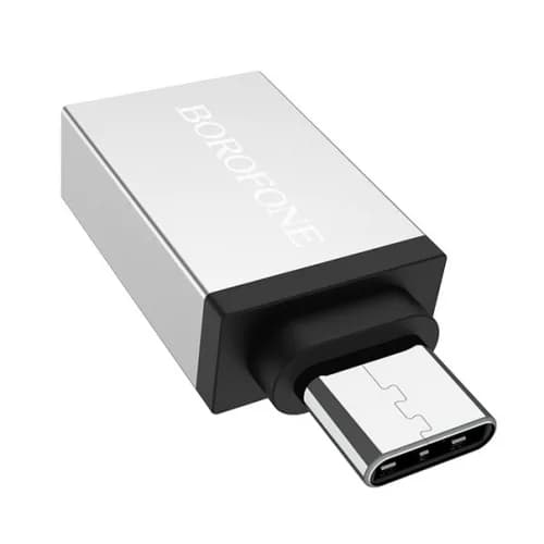 ADAPTOR Borofone "BV3", USB 3.0 (M) to USB Type-C (T), corp metalic, argintiu "6957531090328"