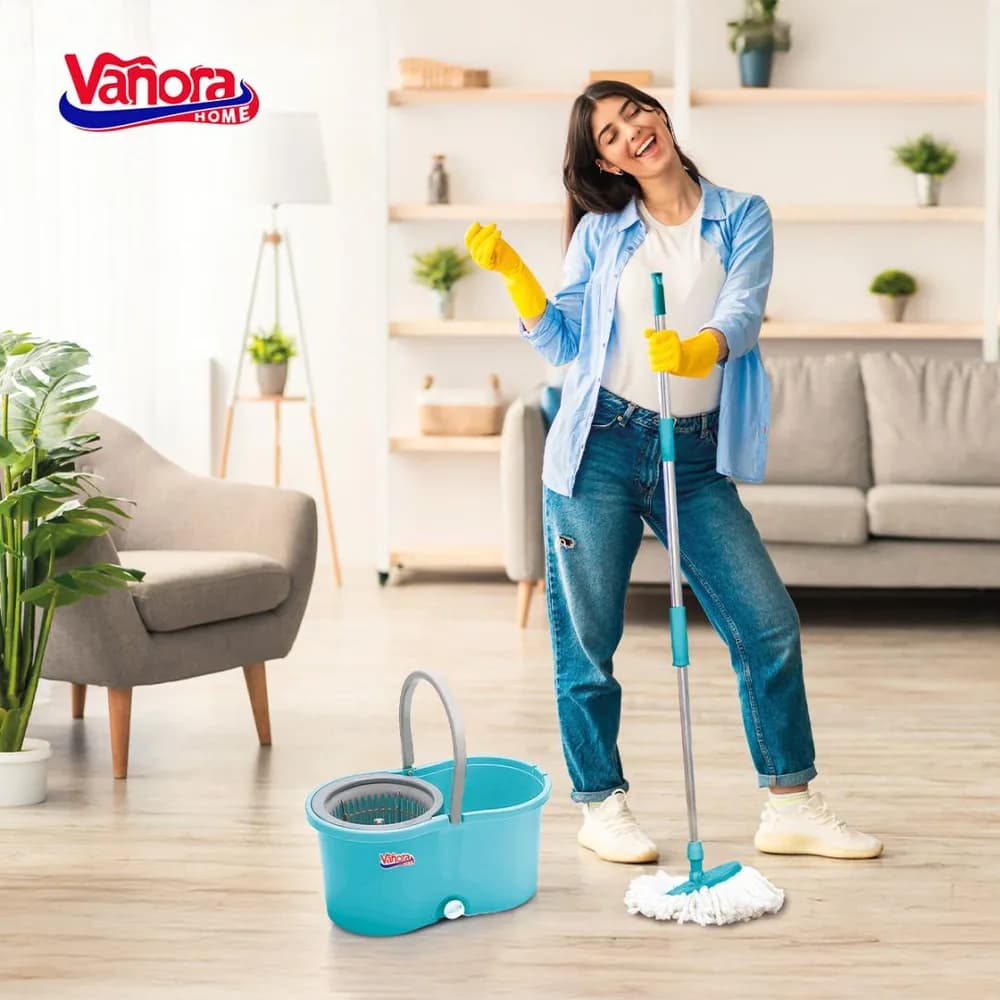 SET CURATENIE CU MOP ROTATIV, CLEAN360, ALBASTRU — miniatură