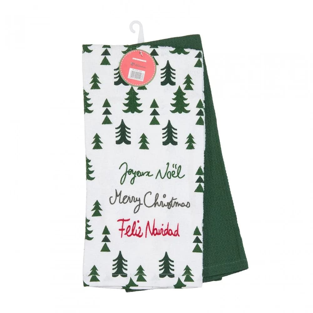 Set 2 prosoape de bucatarie, 38x63 cm,Green