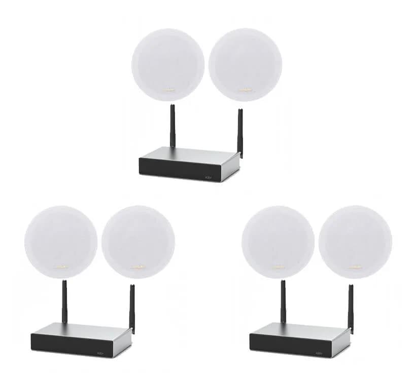 Pachet sonorizare stereo multiroom 3 zone cu 3x Arylic A30+ si 6 boxe de tavan INAKUSTIK Ambientone R1