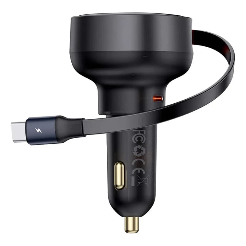 INCARCATOR auto Baseus Enjoyment Pro, 2 x USB Type-C, total output 60W, pt. bricheta auto, negru "C00057802111-01" - 6932172641658 — miniatură