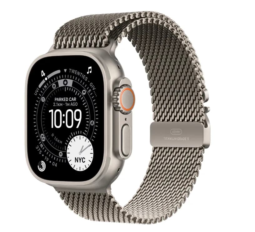Apple Watch Ultra 3 GPS + Cellular 49mm Natural Titanium Case with Natural Titanium Milanese Loop - Small — miniatură