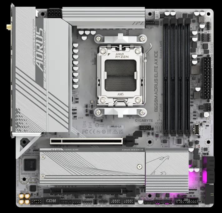 Placa de baza Gigabyte B650M AORUS ELITE AX ICE, Socket AM5, DDR5, Micro-ATX — miniatură